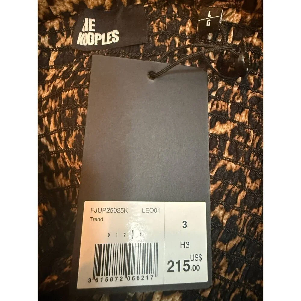NWT The Kooples Leopard Mini Skirt Stylish with Stretchy‎ Smocking Sz 8